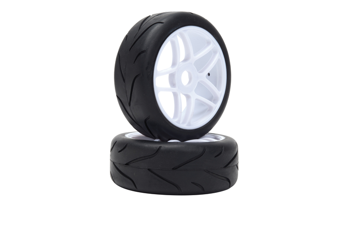 LRP65570 LRP Off Road Buggy Racing Slick Wheel Pre-mounted Street The on White Wheel (1 cp)